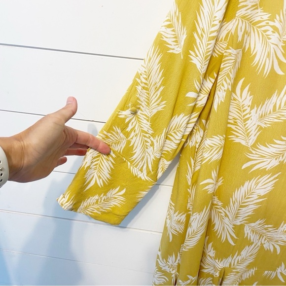 Yum Kim |  Yellow Floral 3/4 Roll Up Sleeve Flowy Shift Dress Size Small - Picture 5 of 8